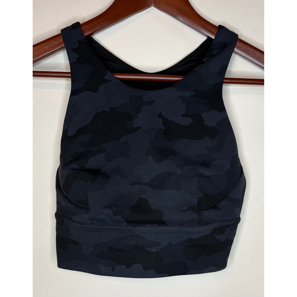 Lululemon Longline Athletic Sports Running Gym Bra women size 8 Camo Deep Multi